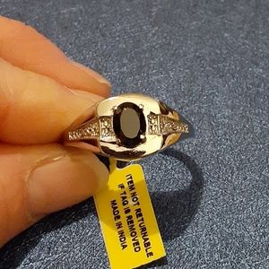 Thai Black Spinel Diamond Accent Men's Ring